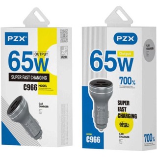 PZX C966 Φορτιστής Αυτοκινήτου / Car Charger 65W Με Θύρα USB Και TYPE C 5V/3A - Χρώμα: Μαύρο