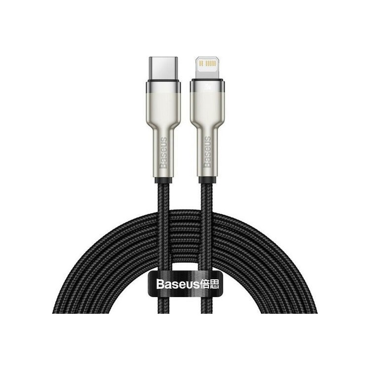 Baseus - Data Cable Cafule Series Metal (CATLJK-B01) - Type-C to Lightning, 20W, 2m - Black