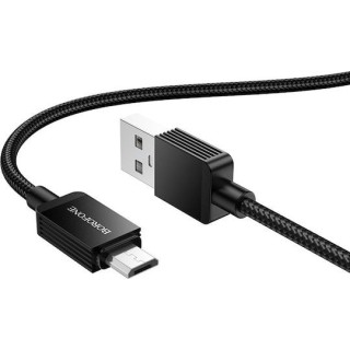 Borofone - Data Cable Placer Series (BX120) - USB to USB-Micro, Aluminum Alloy Shell, Nylon Braided Cable, 2.4A, 1m - Black