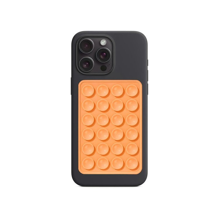 Techsuit - Phone Holder (SO-PAD) - Suction Pad for Selfies, Silicone, Adhesive Mount, Rectangular Shape - Orange