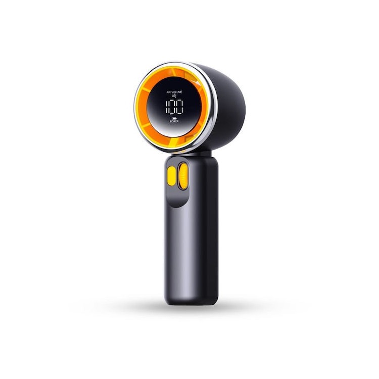 Techsuit - Premium Portable Mini Fan (Z11) - with LED Digital Display, USB-C Rechargeable, 100 Wind Speeds - Black