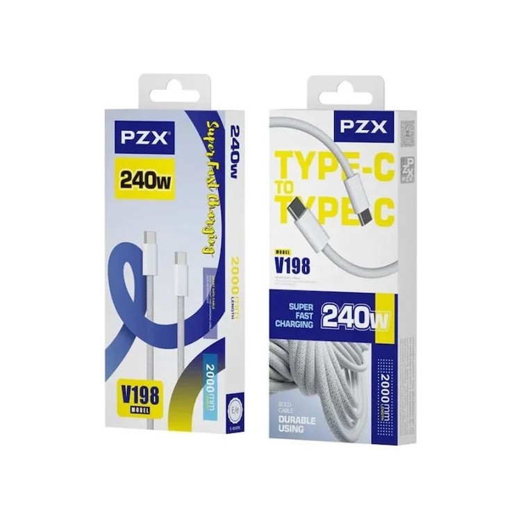 PZX USB 2.0 Cable USB-C male - USB-C 240W Λευκό 2m 7568